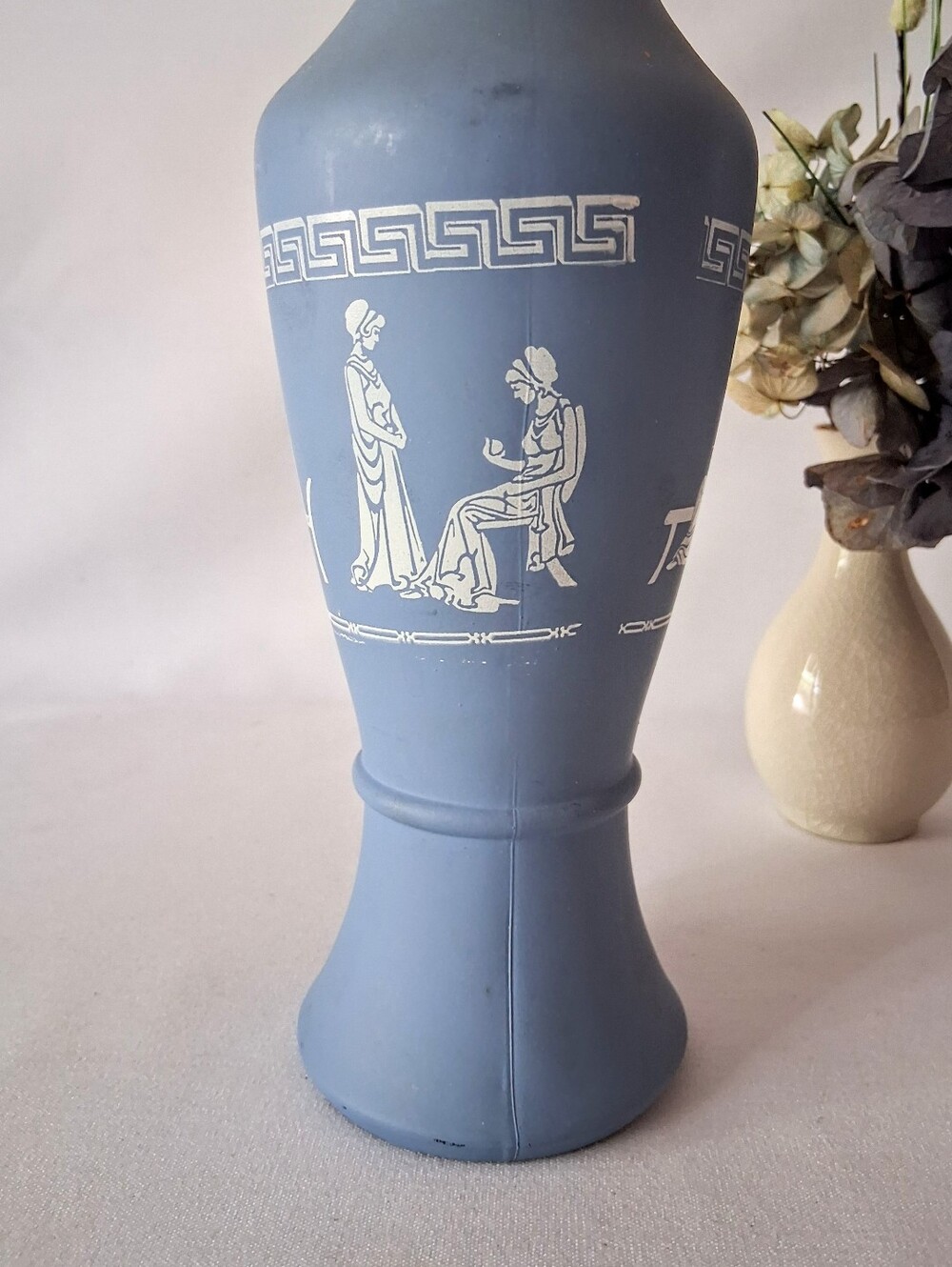 Vintage Blue Jasperware Inspired Glass Vase - Picture 4 of 8